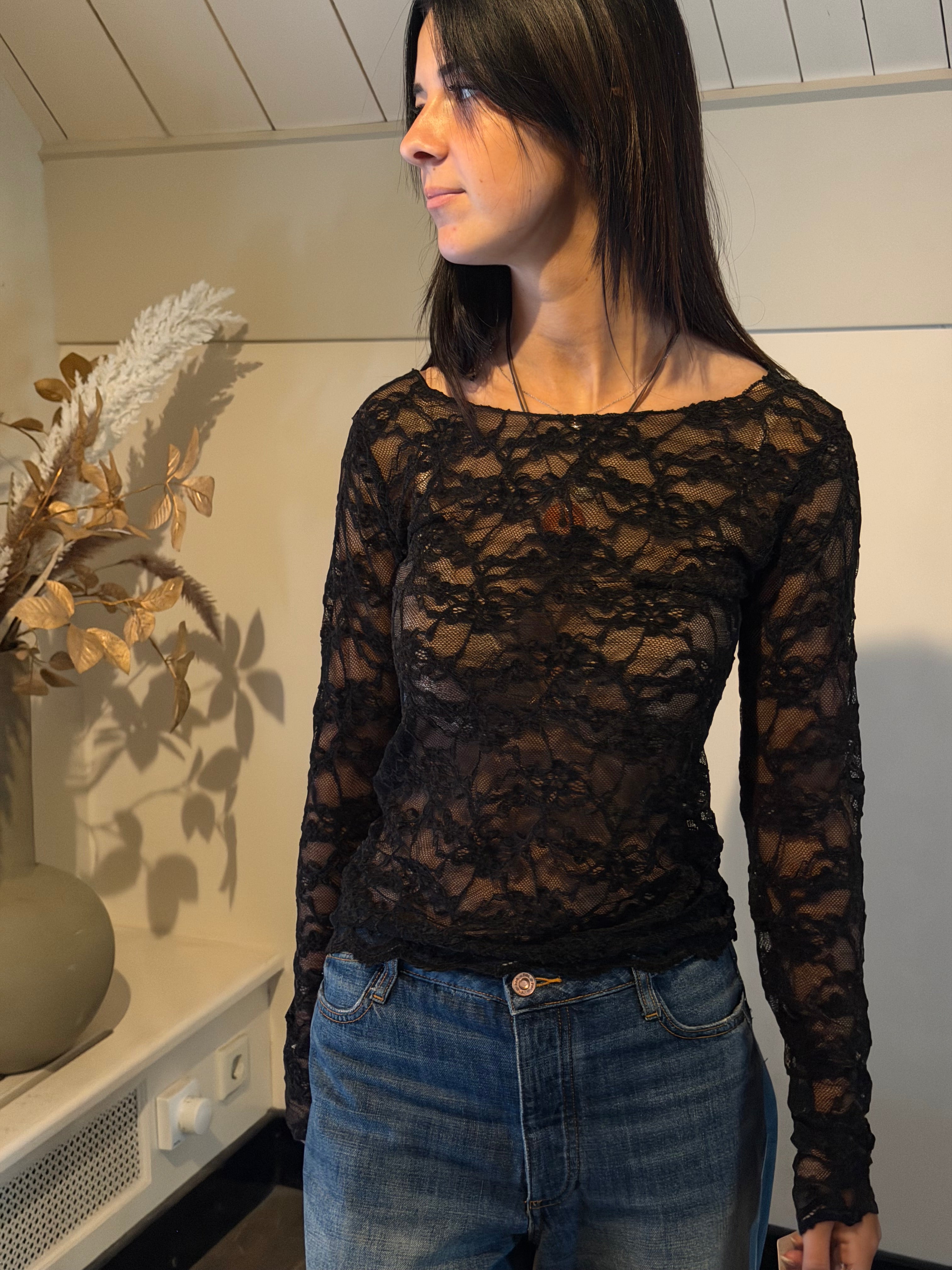 Stretchy Lace top zwart