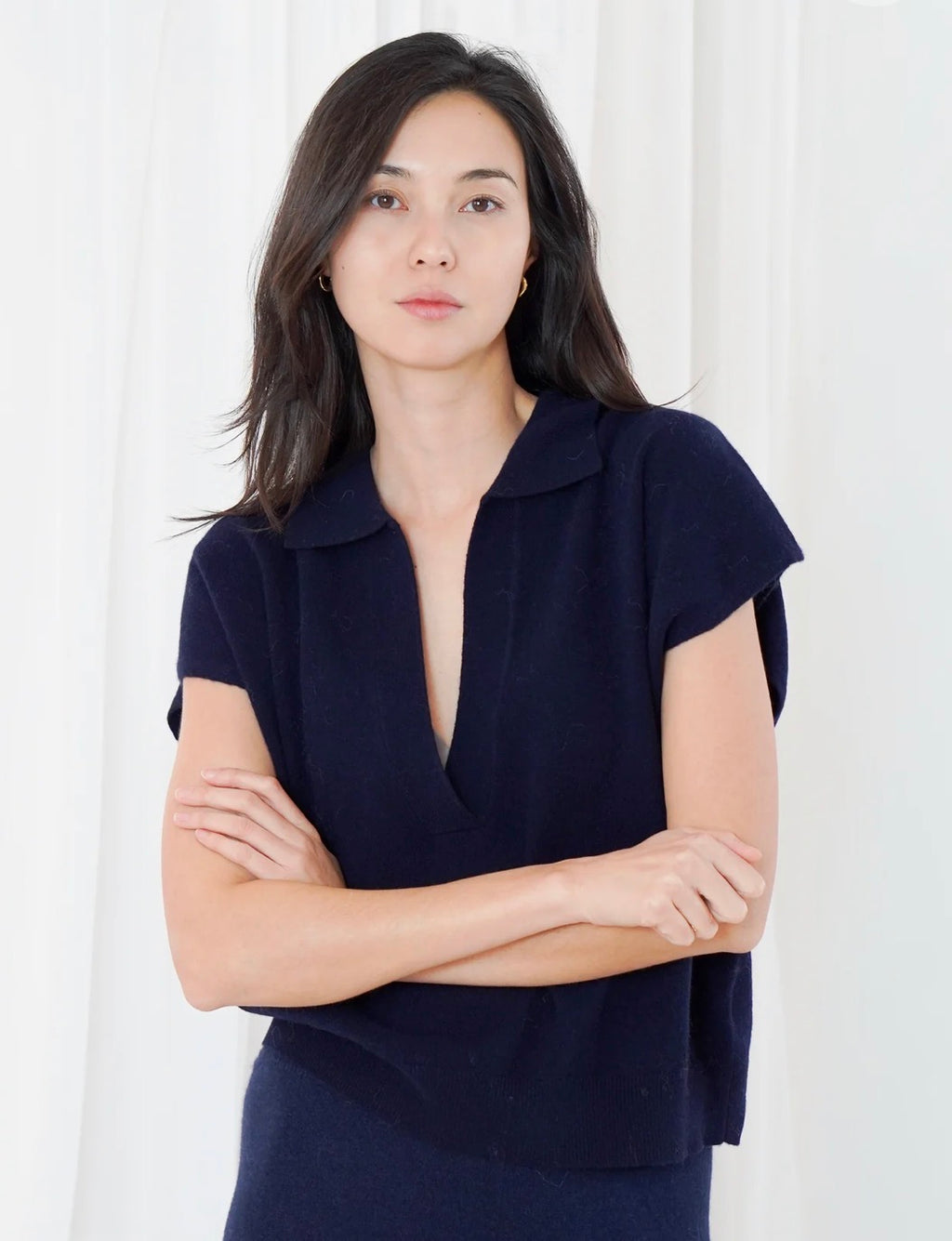 TWNS okaloosa sleeveless polo-neck sweater navy
