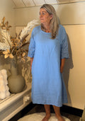 Linen dress tiered khaki