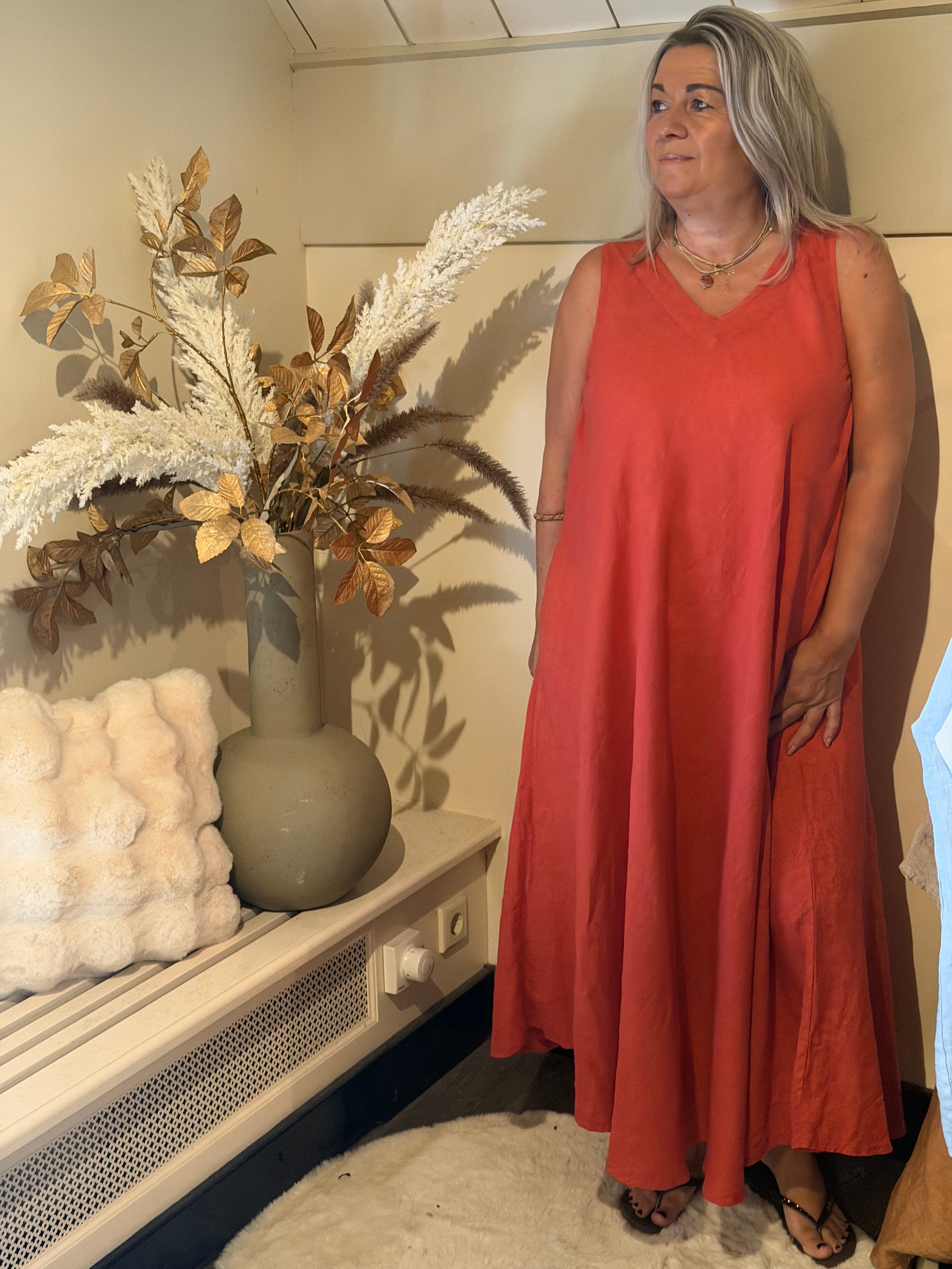 linnen jurk mykonos red