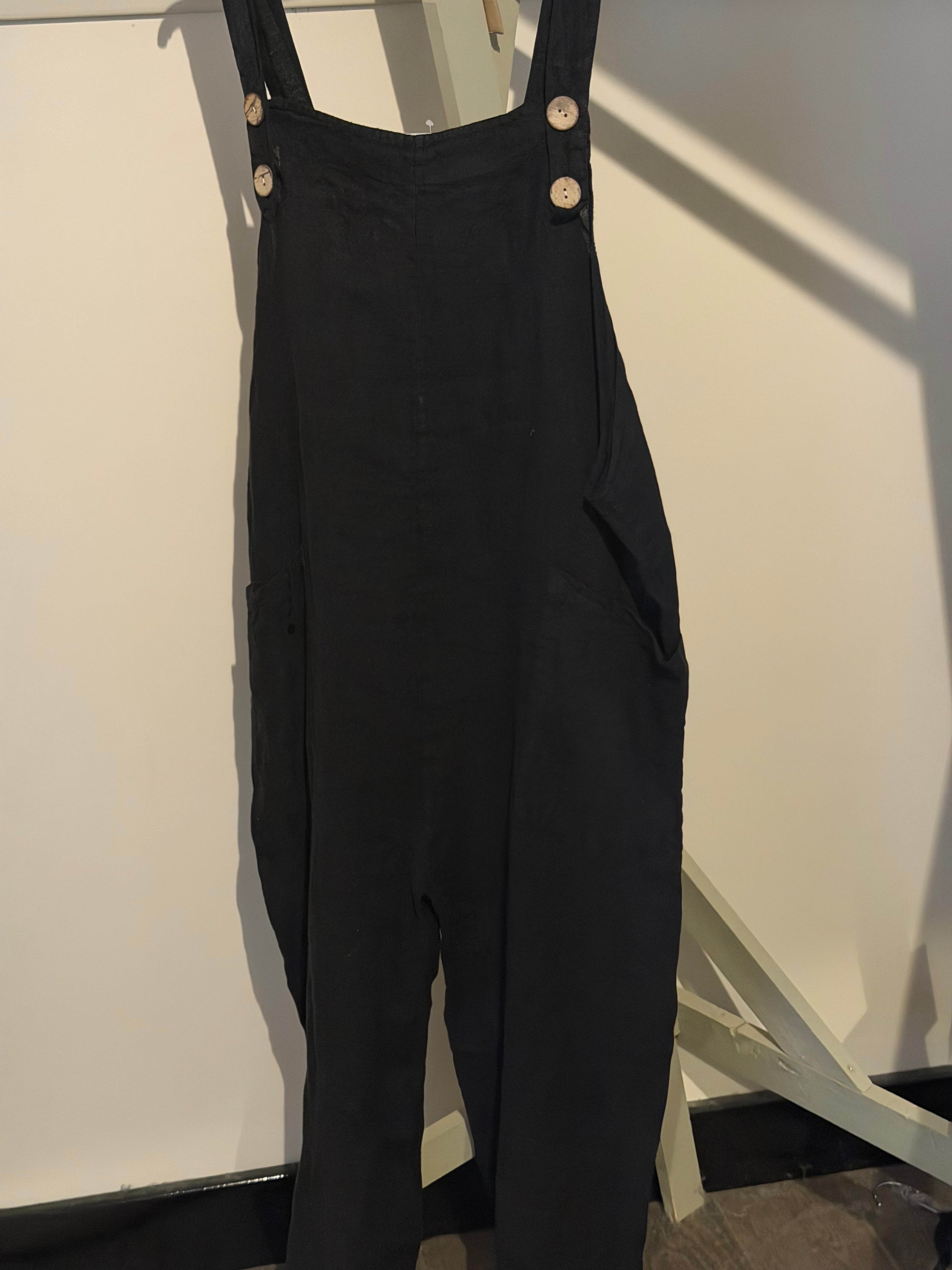 linnen jumpsuit garden zwart