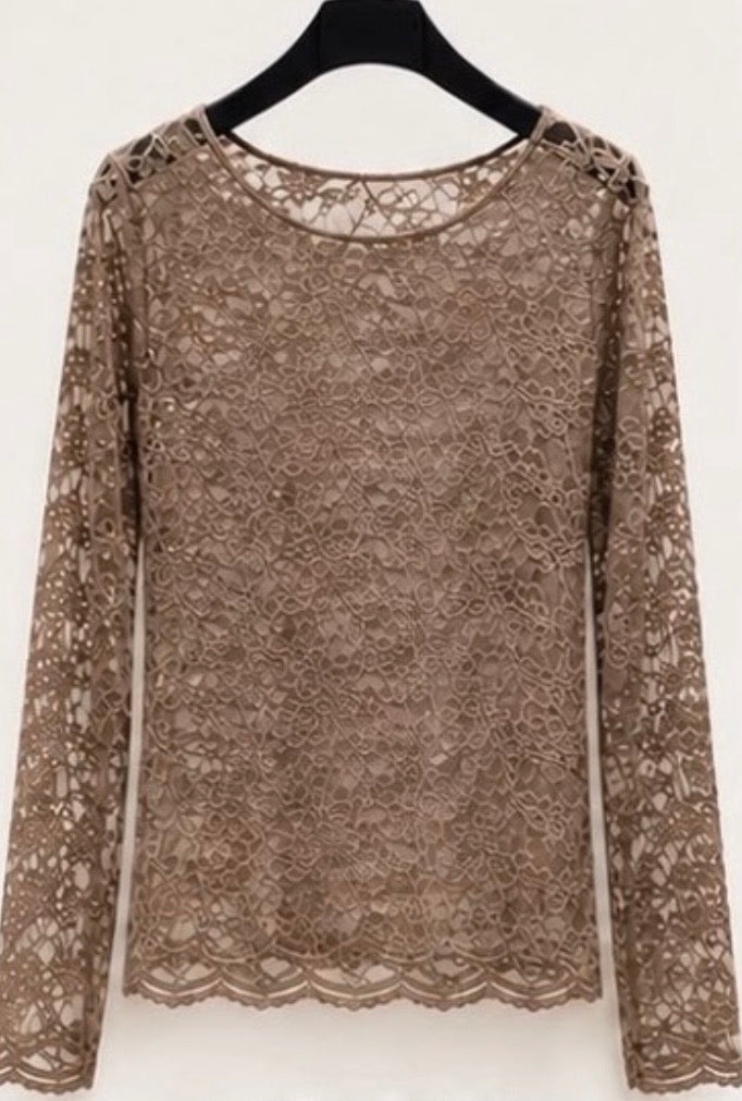 Stretchy Lace top Taupe