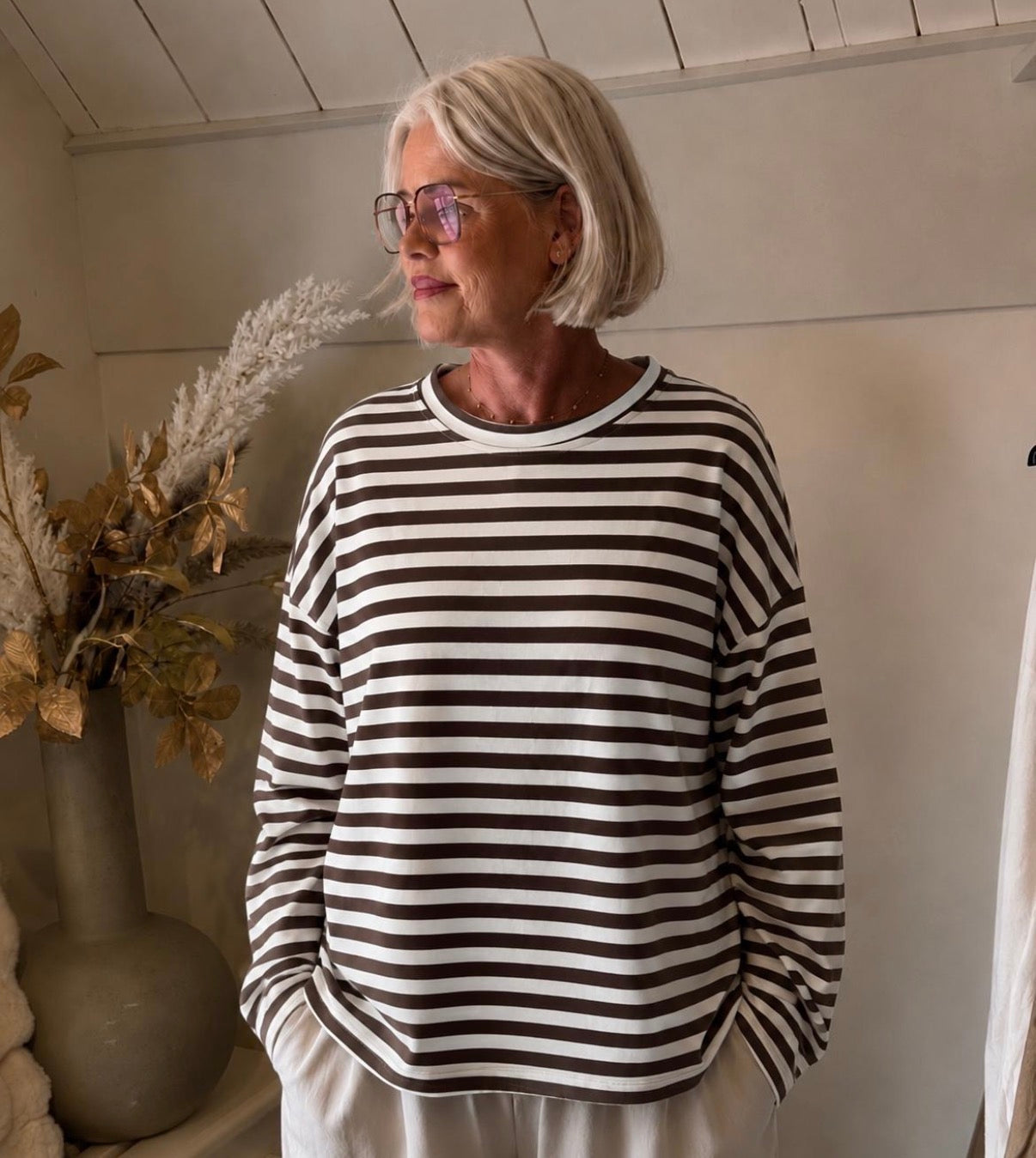 Stripe Shirt Belle bruin/off white