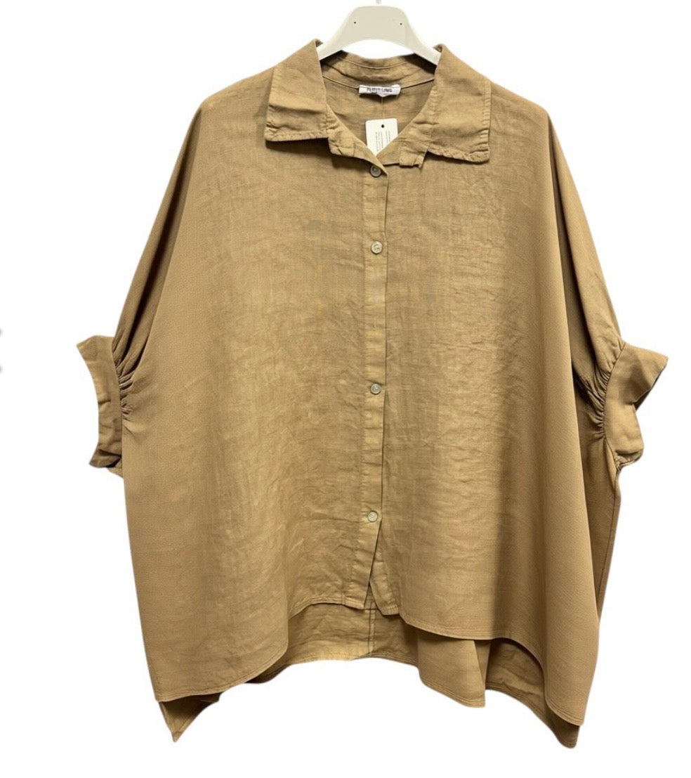 Linen blouse Debby chocolate