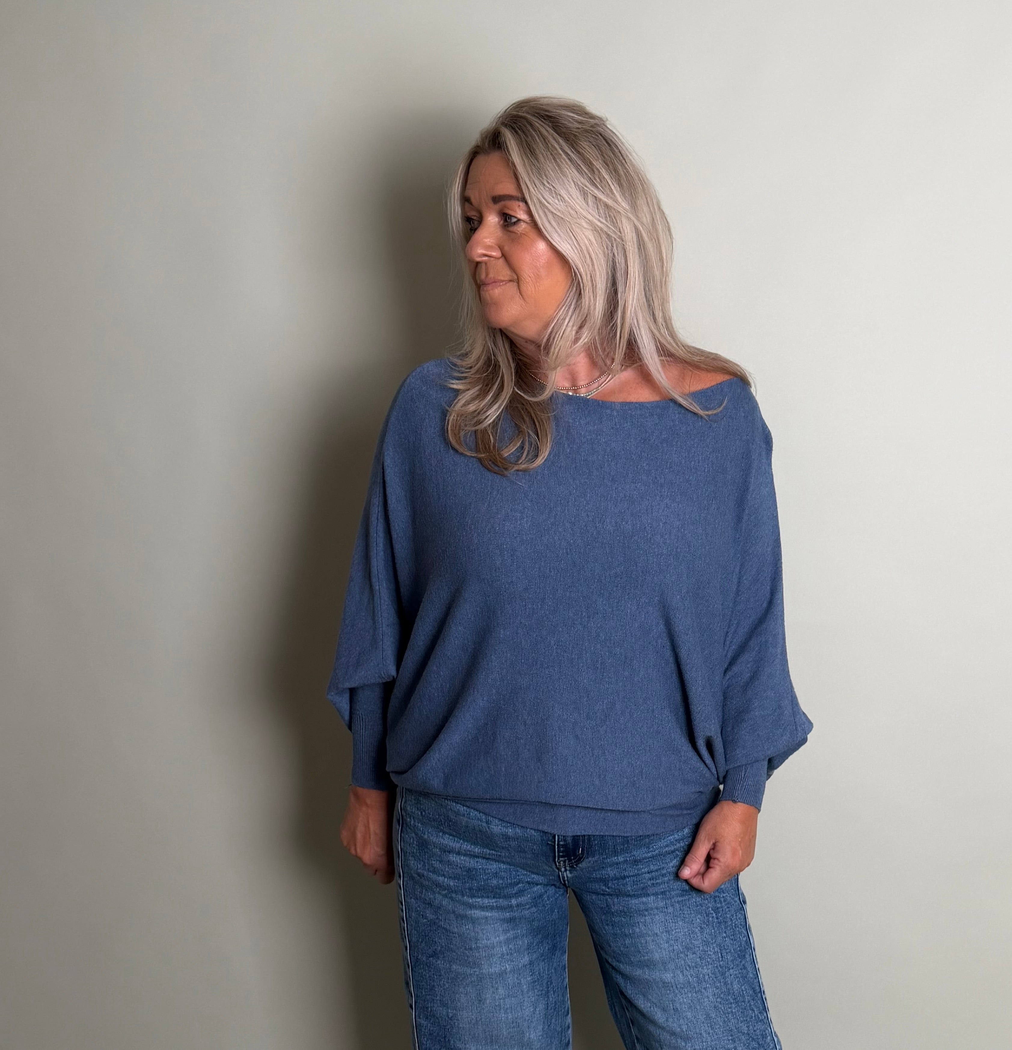 fijngebreide trui Batwing jeans