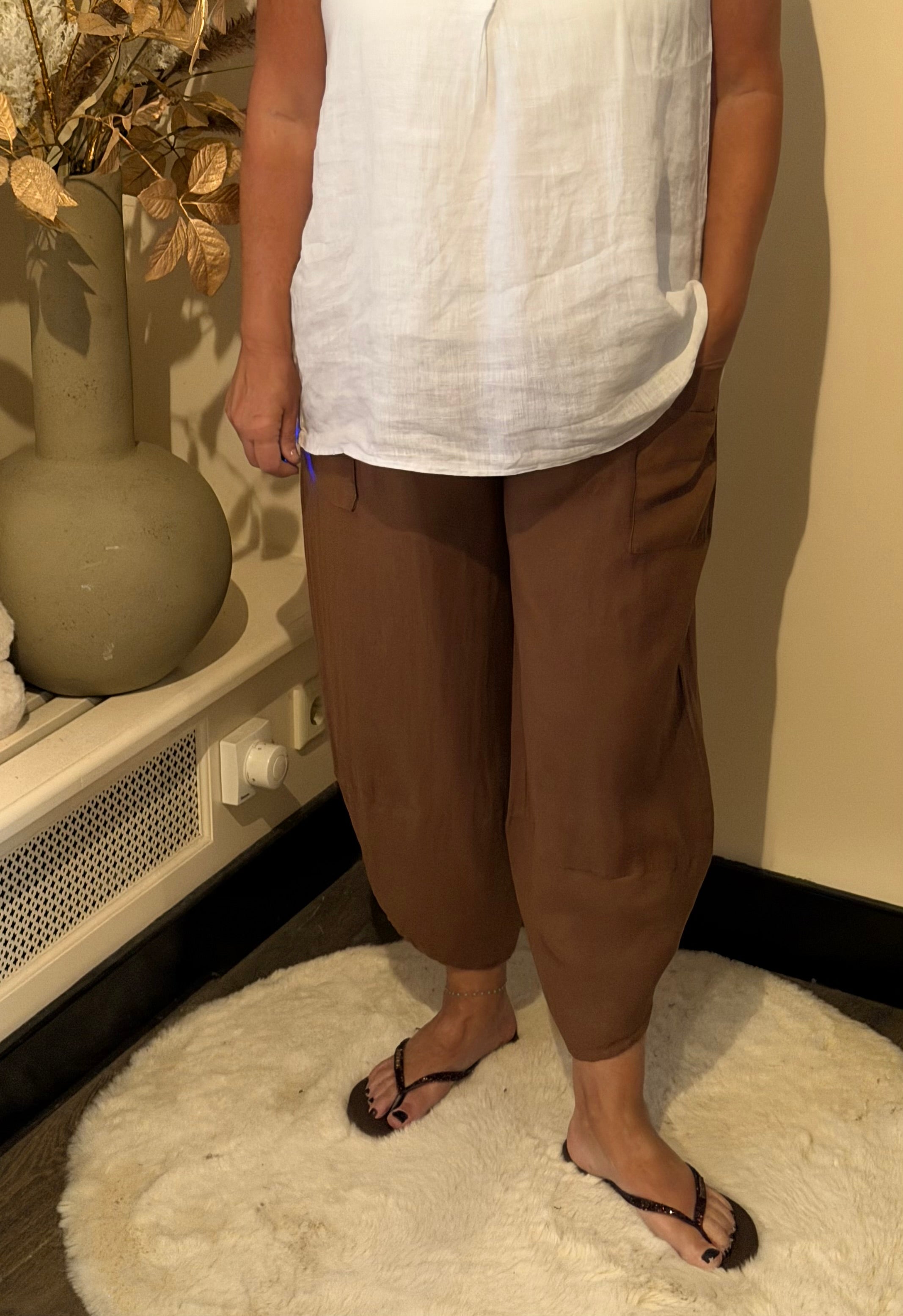 Linnen broek model pisa brons
