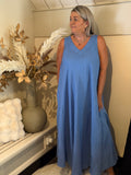 linnen jurk mykonos blue