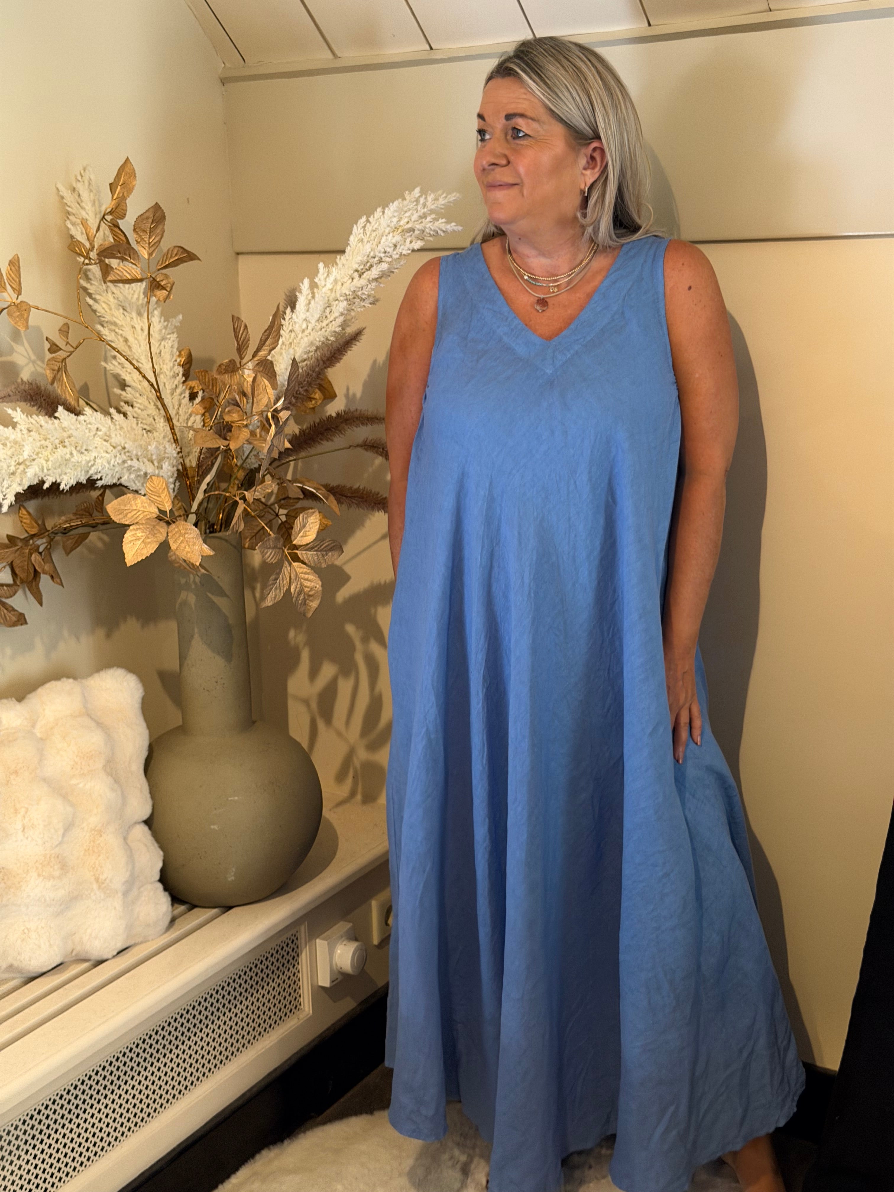 linnen jurk mykonos blue