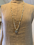 BOHO KETTING HEART 6 MM STONE HOWLITE GOLD