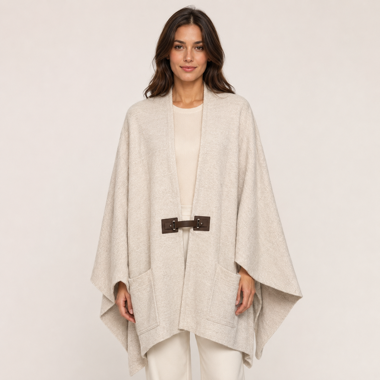 oversized poncho aniston beige