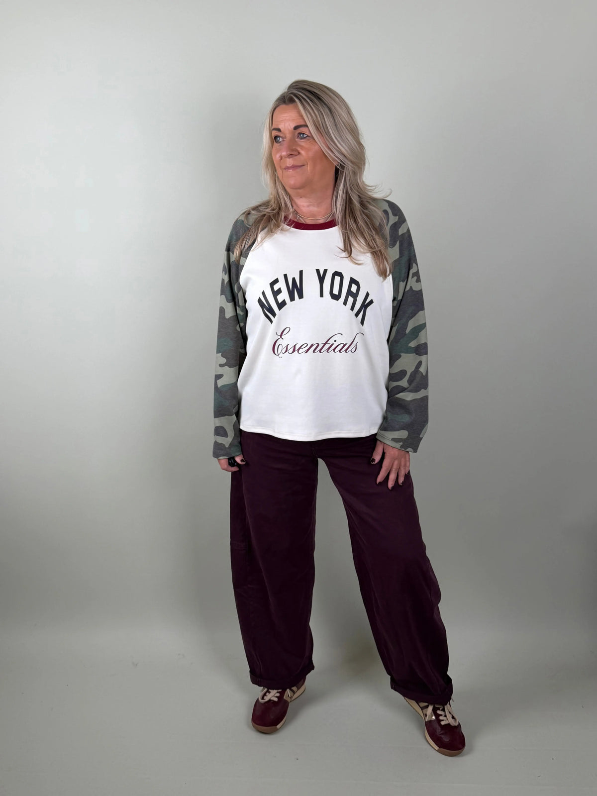 Longsleeve New York in bordeaux – longsleeve top voor dames