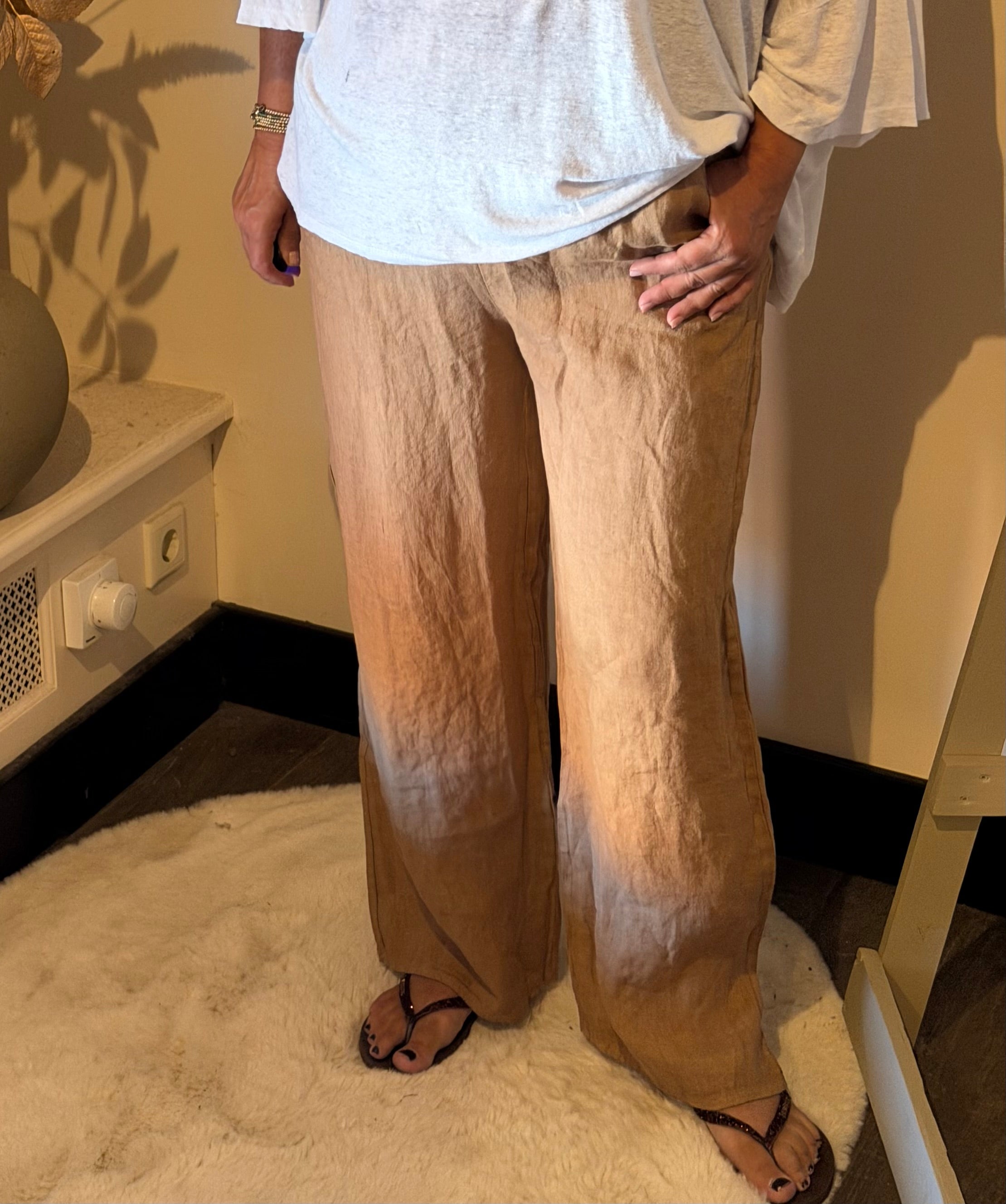 linnen broek malba camel