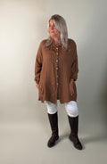 Linen blouse oversized model Bari apricot