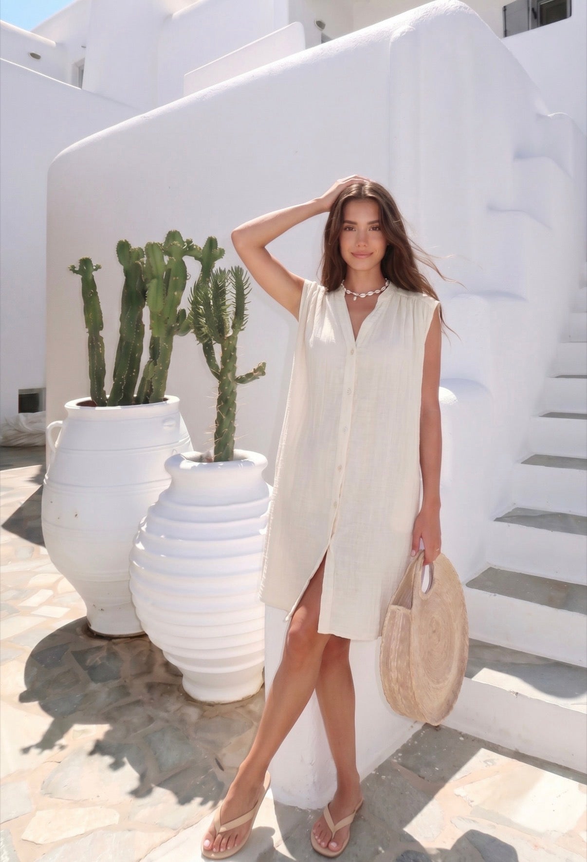 cotton tuniek/dress model: Lou cream