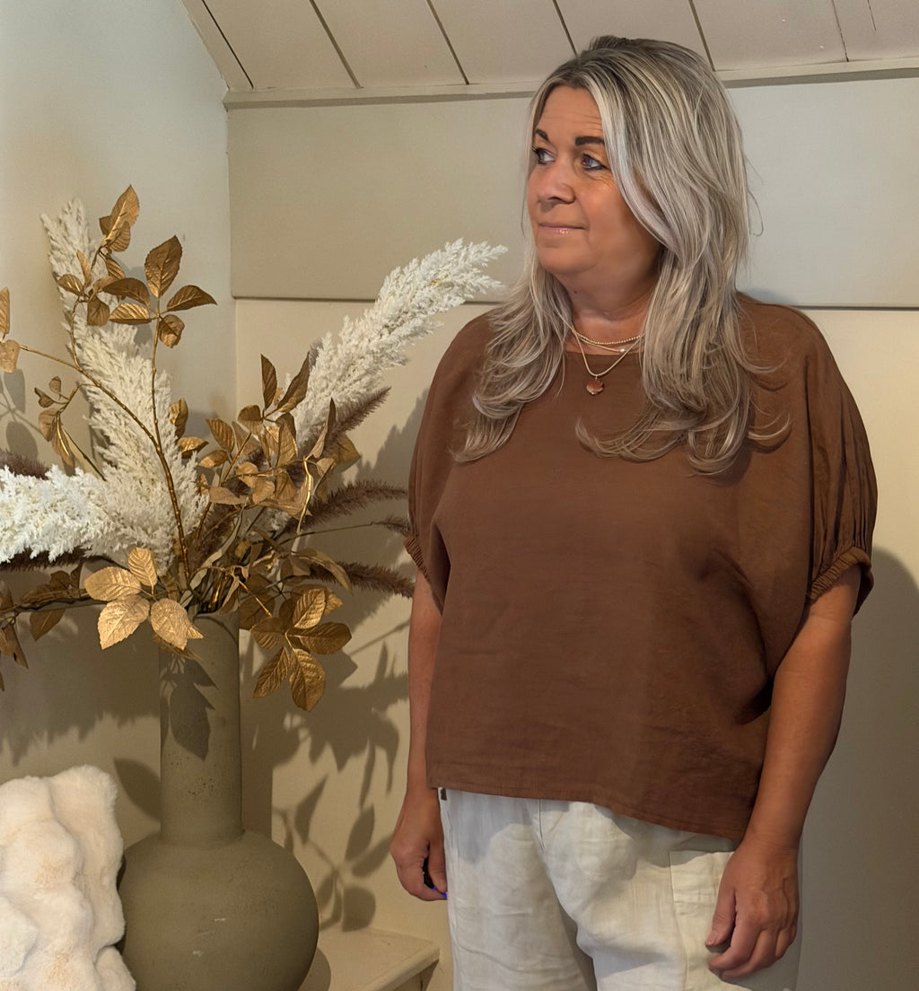 Linnen blouse model calo brons