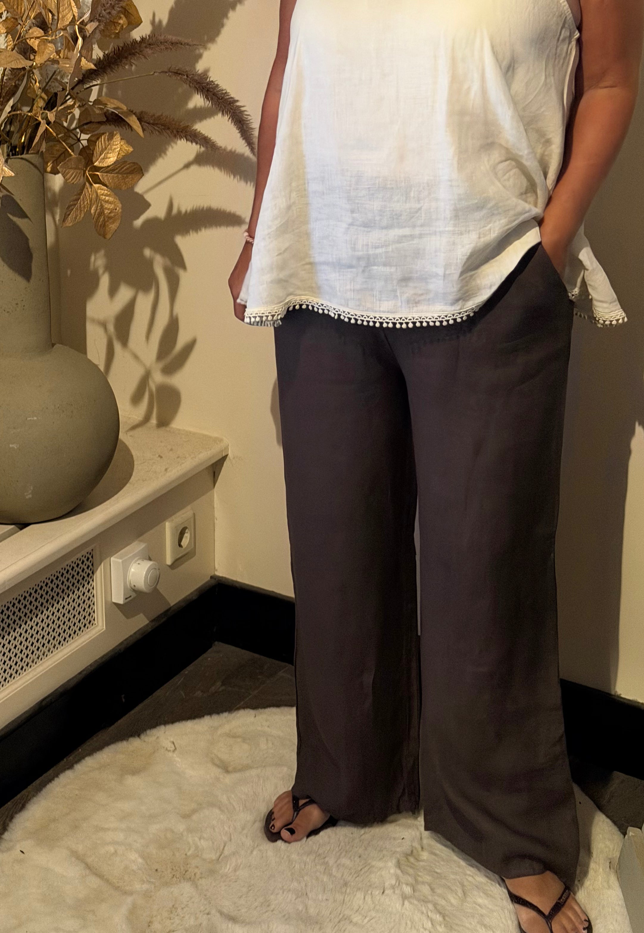 linen trousers alba chocolate