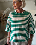 Top Lia streep g.green/ licht roze