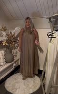 Dress silk dress taupe