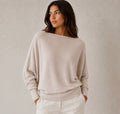 fijngebreide trui Batwing beige