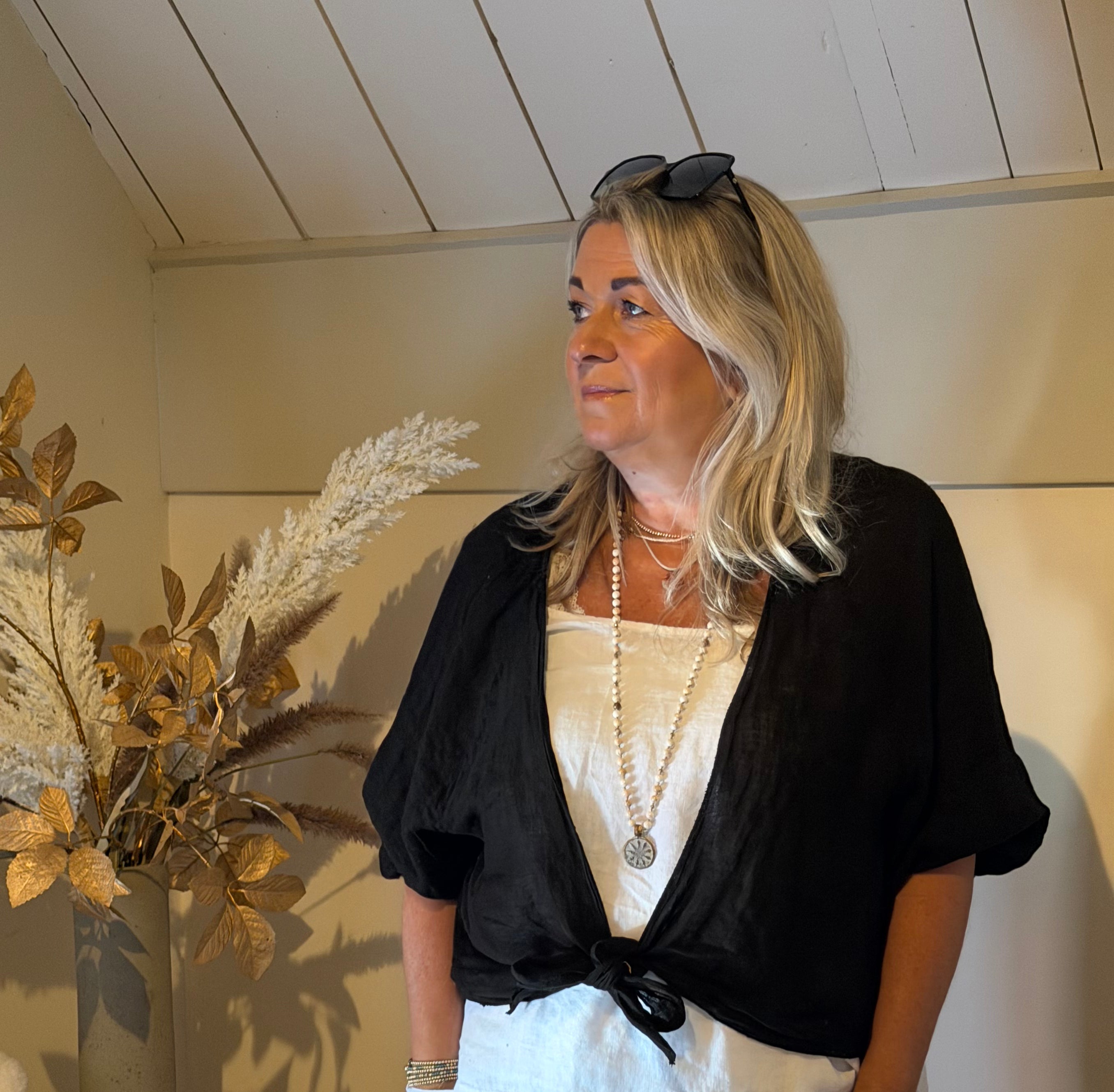 Linnen knoop Bolero zwart