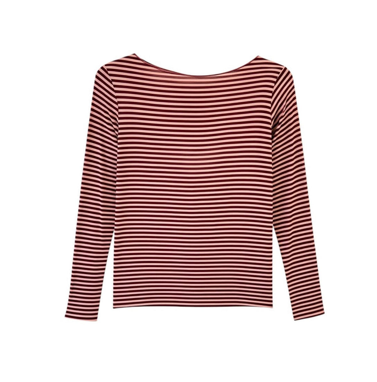 Basic soft cashmere streep Bordeaux