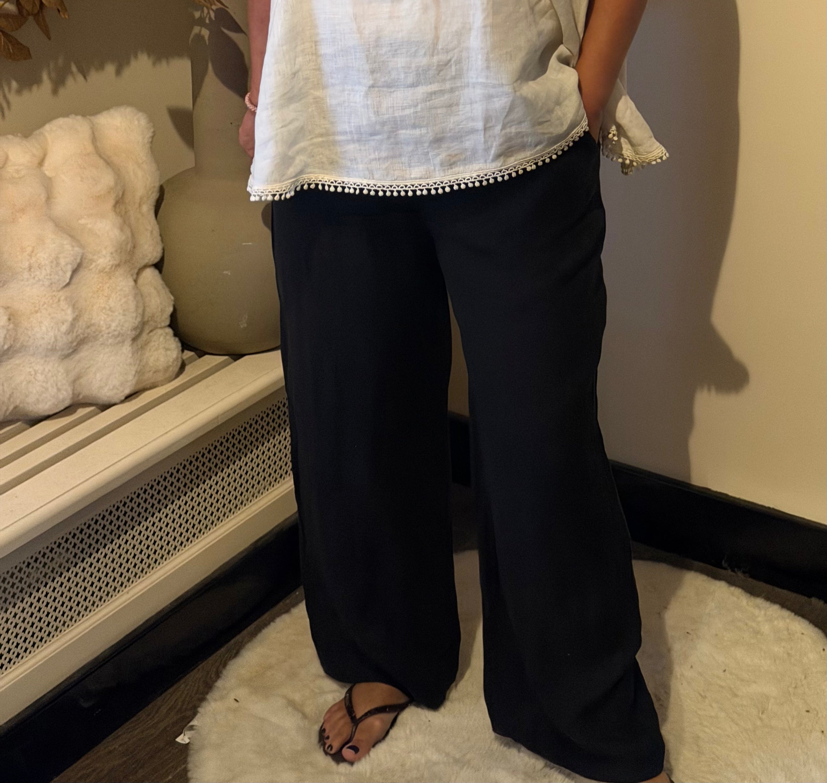 linen trousers alba black