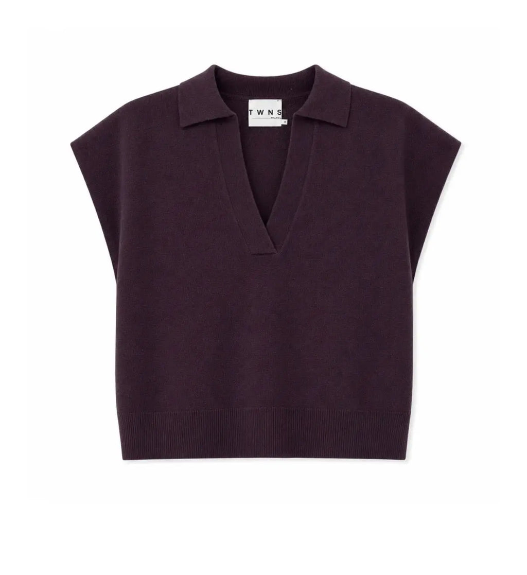 TWNS okaloosa sleeveless polo-neck sweater aubergine Classic Beauty & Fashion