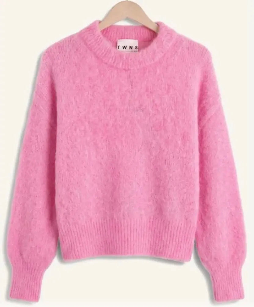 TWNS moana solid long-sleeve round neck sweater bubblegum Classic Beauty & Fashion