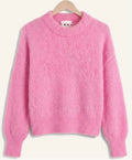 TWNS moana solid long-sleeve round neck sweater bubblegum