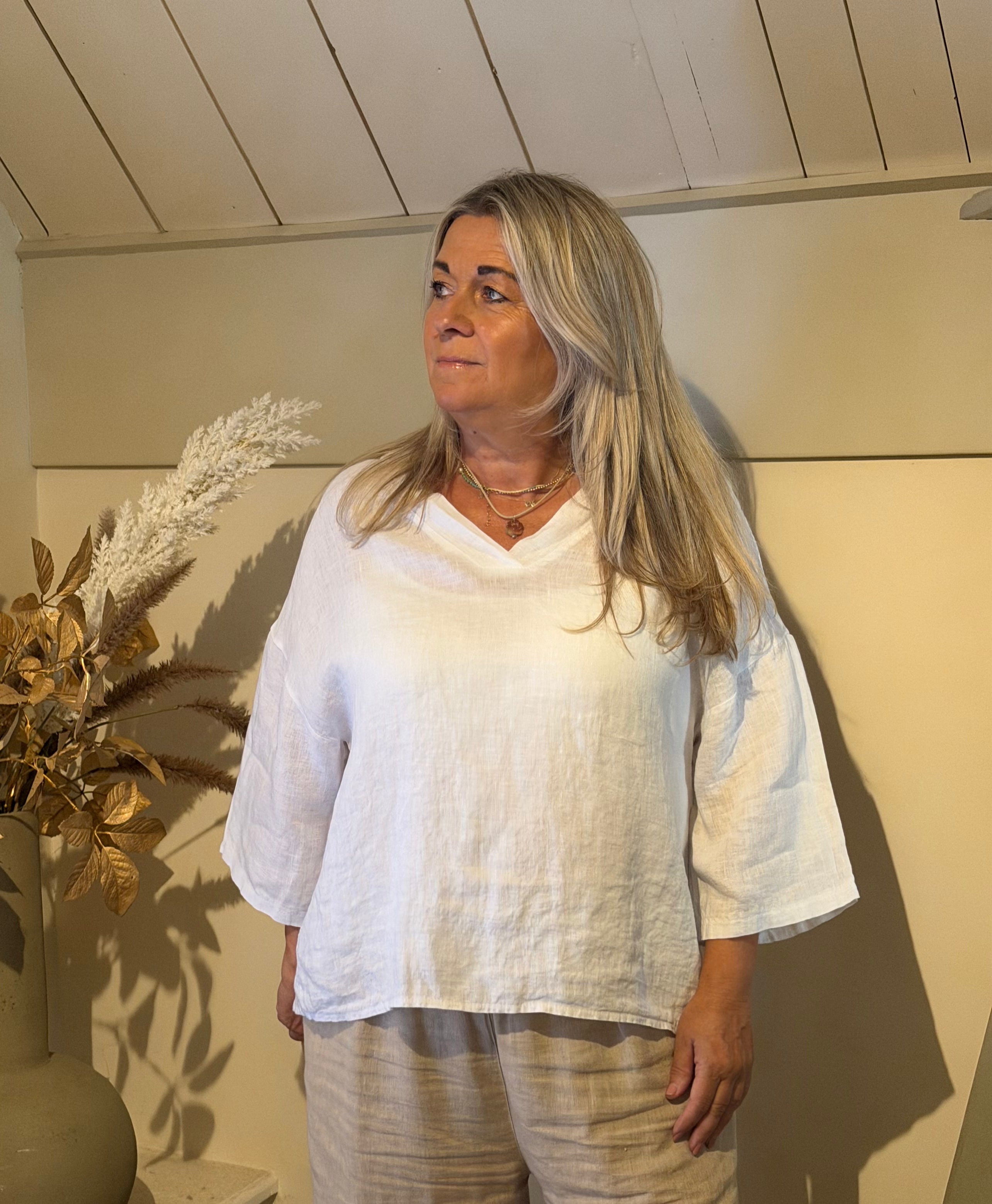 linnen blouse model Santorini wit