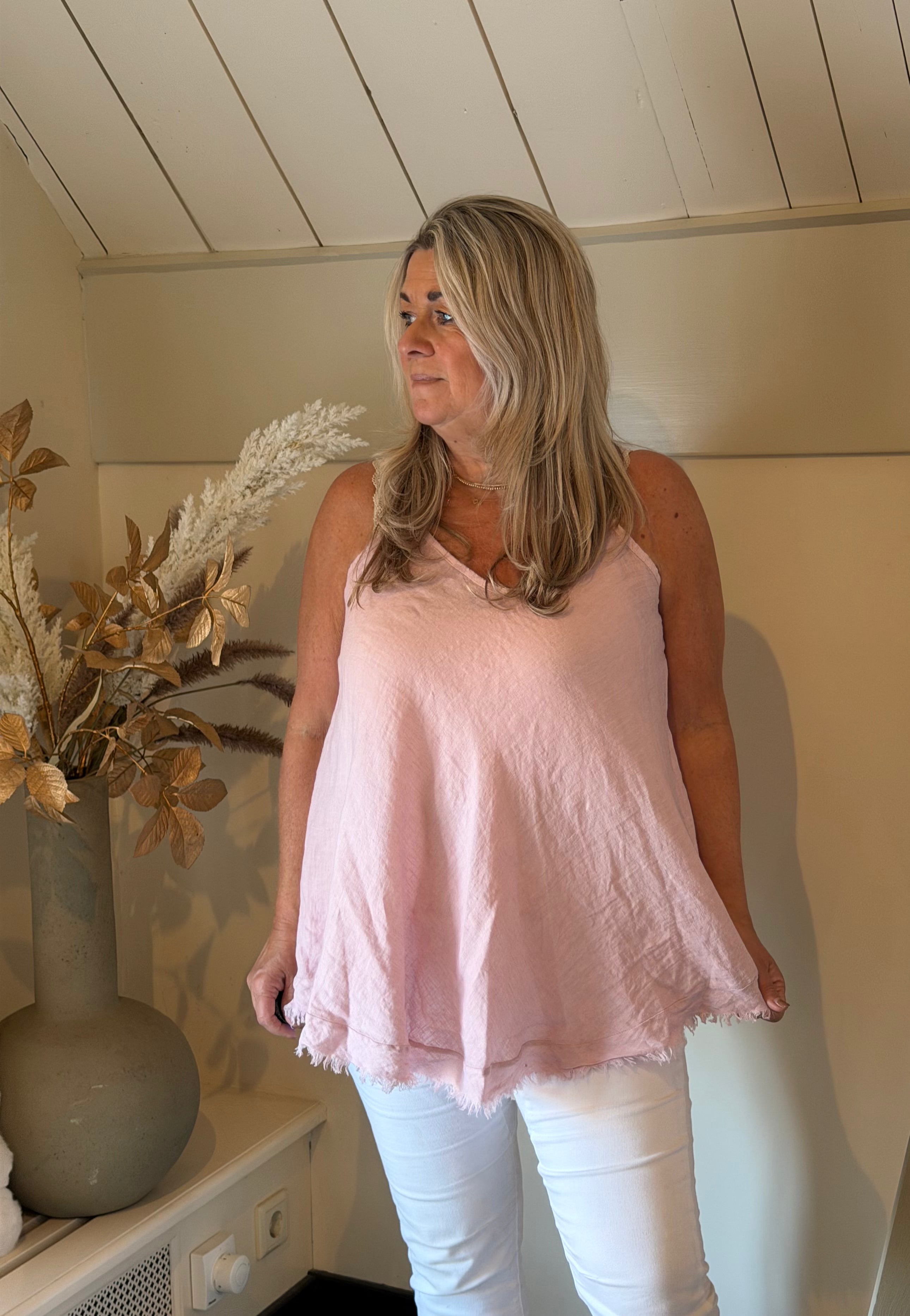 Linnen top model: Sunny licht roze