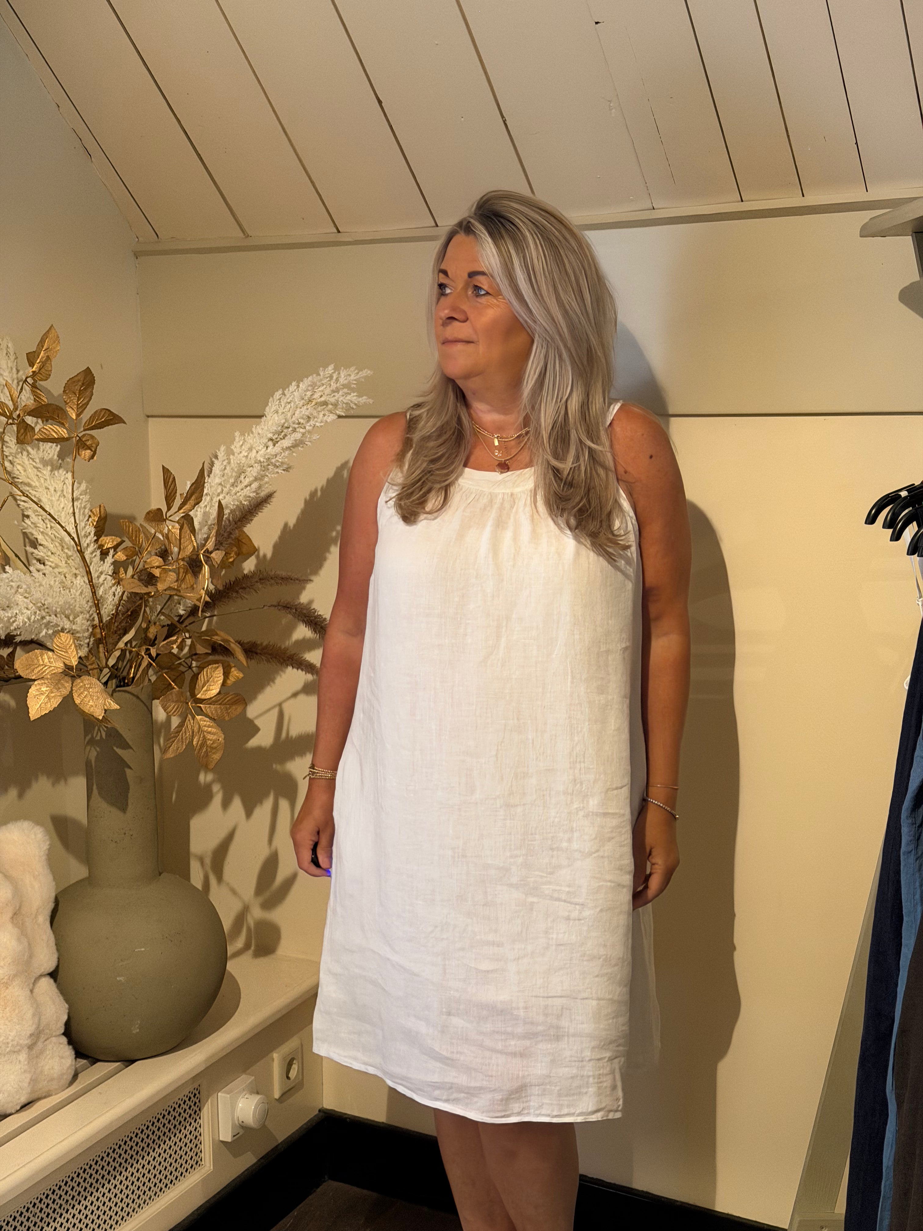 Linen summer dress model Anna-Bel taupe