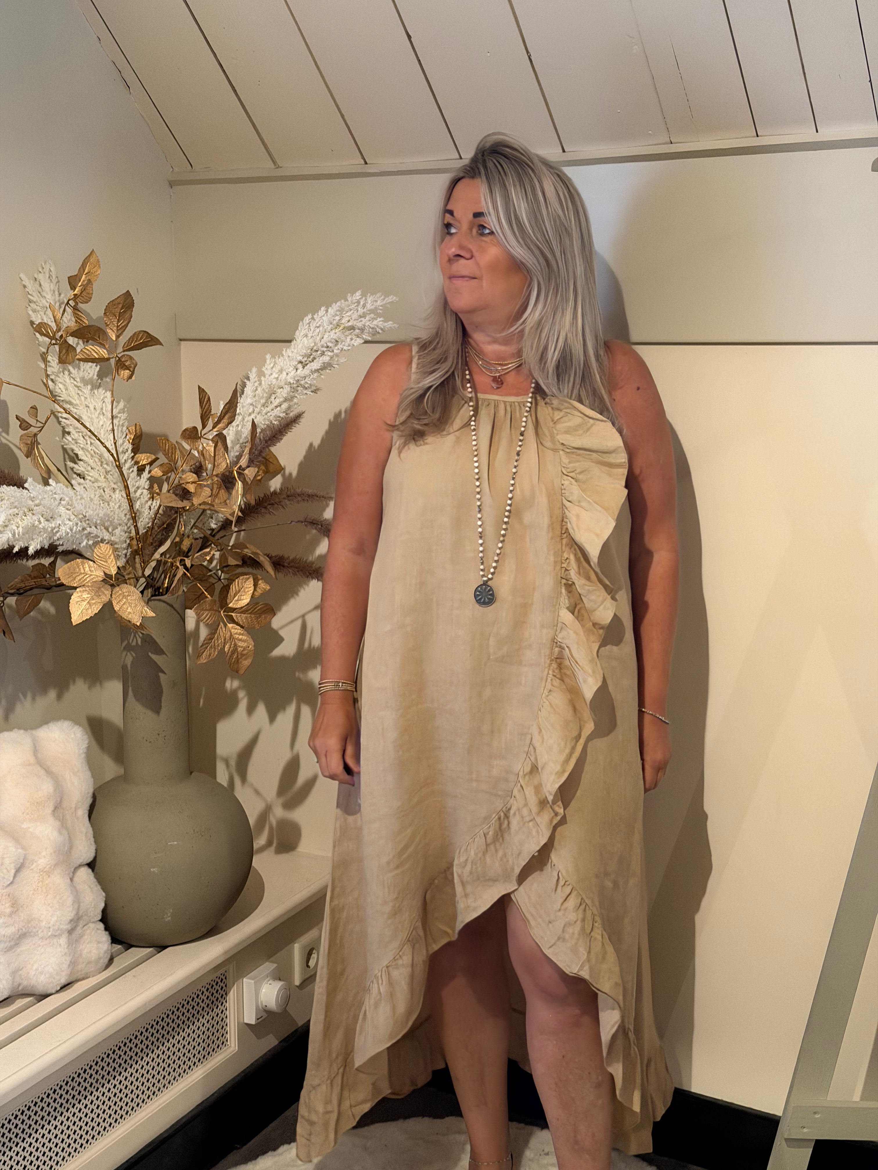 Linnen jurk model bonica Camel
