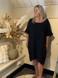 Linnen mix dress Summer zwart