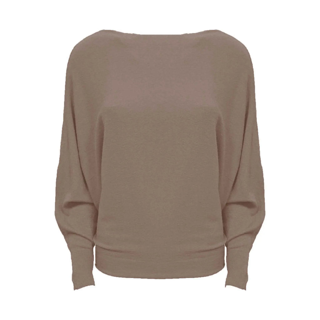 fijngebreide trui Batwing taupe Classic Beauty & Fashion