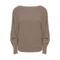fijngebreide trui Batwing taupe