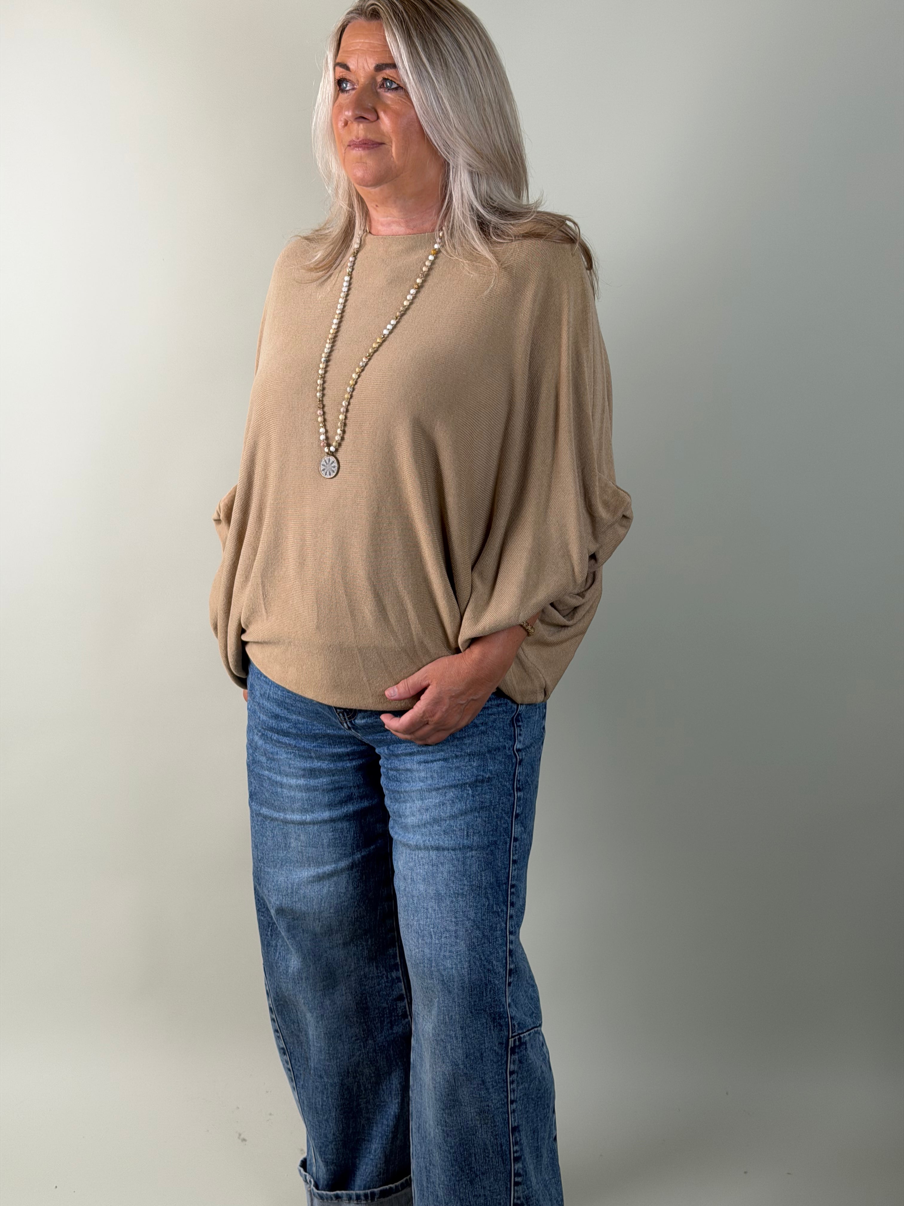 Trui model Liz ballon mouw camel