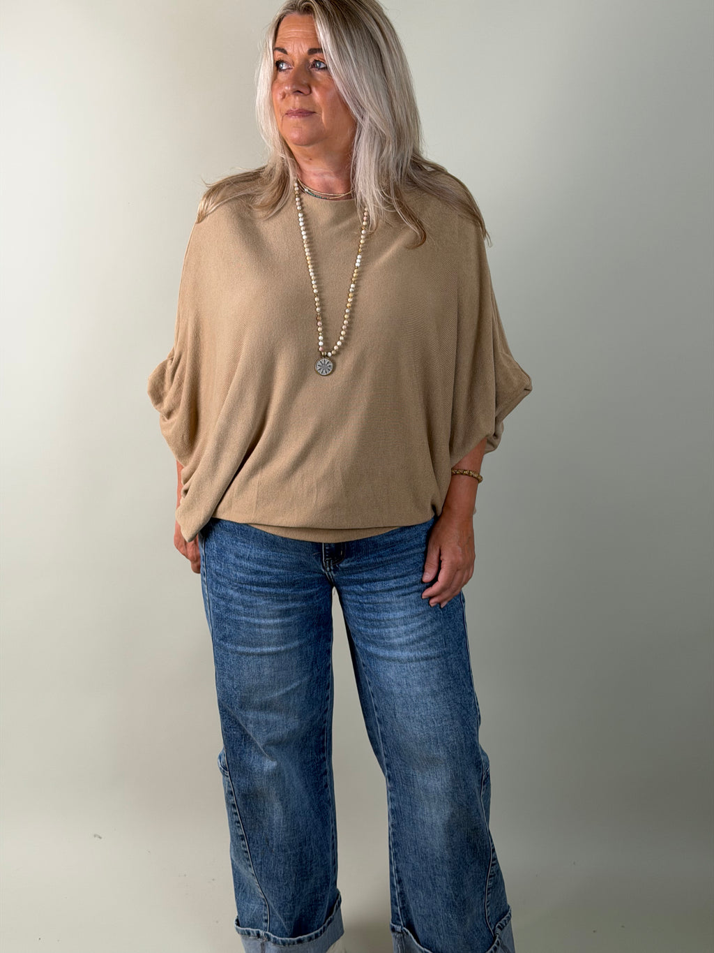 Trui model Liz ballon mouw camel