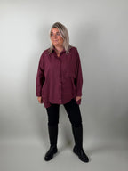 Sixtydays Big Pocket blouse in wijnrood – blouse voor dames