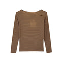 Basic soft cashmere streep Camel