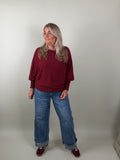 fijngebreide trui Batwing bordeaux
