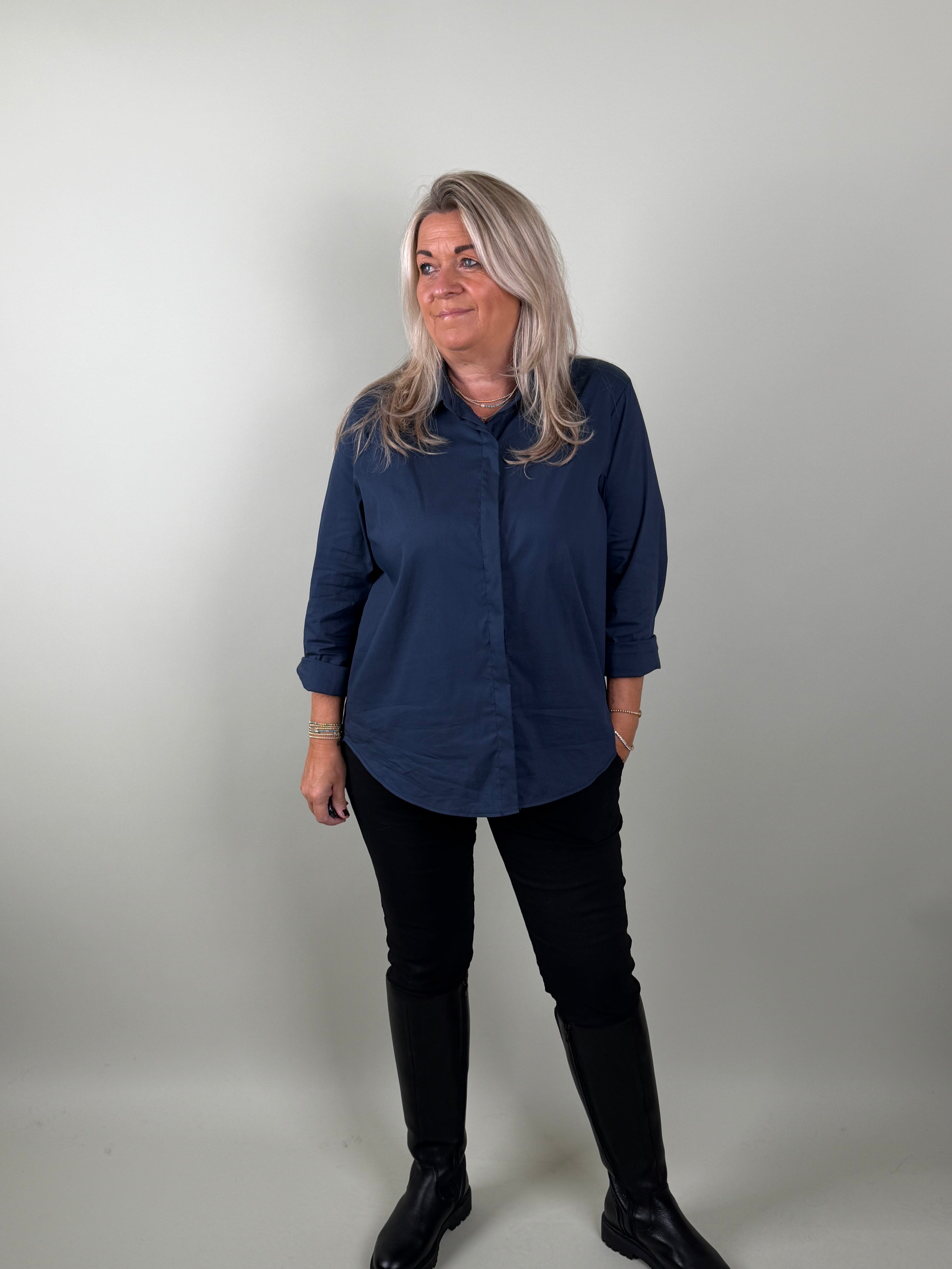 Basic Blouse Novy Donker Blauw