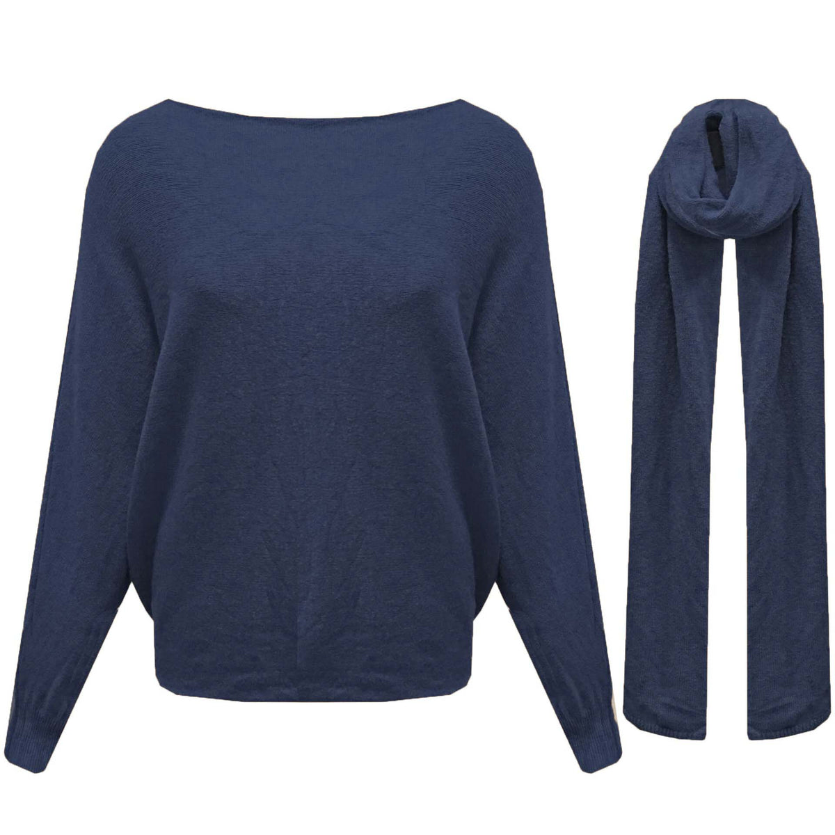 Batwing Trui Fiene met Sjaal Navy