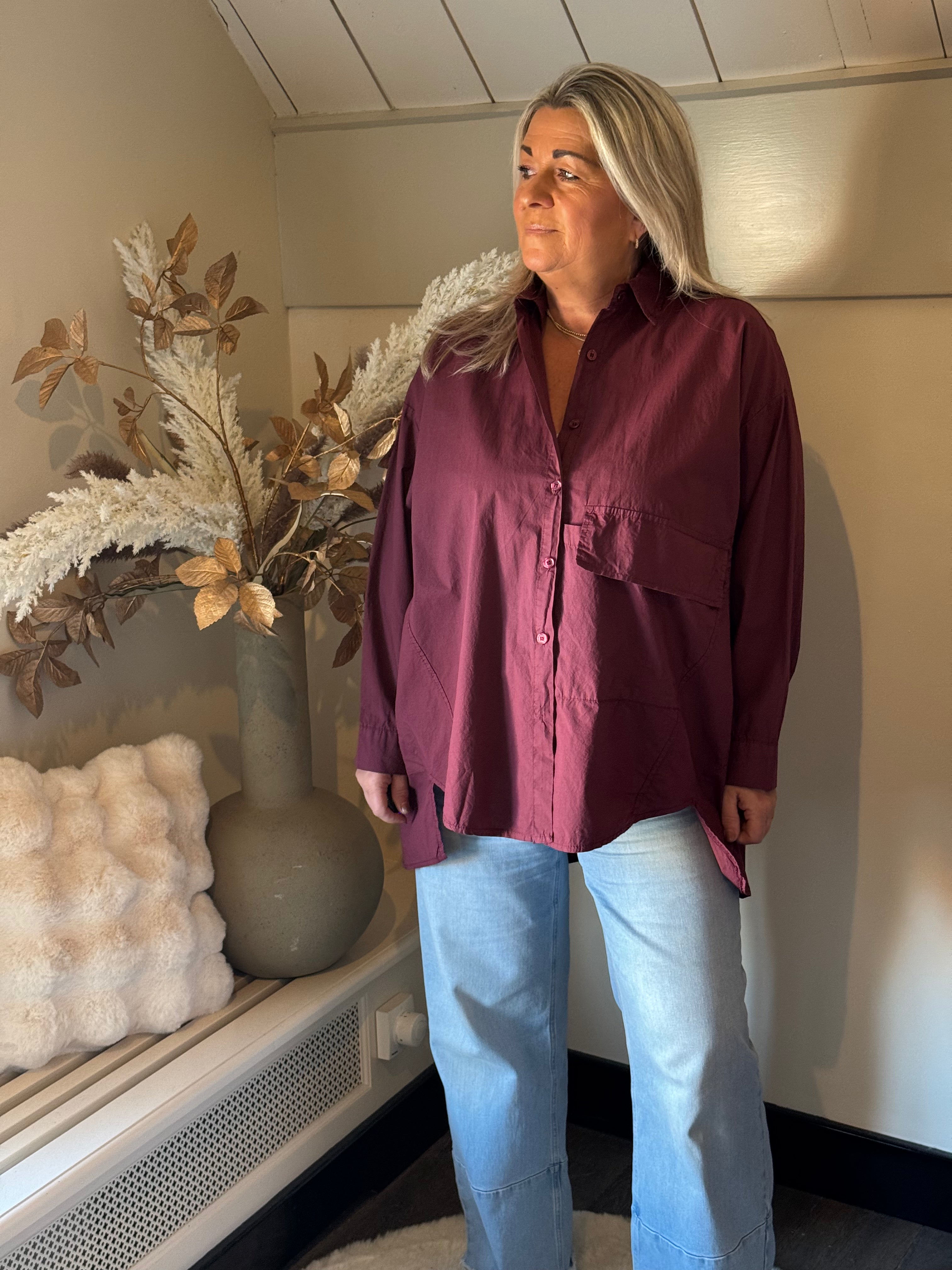 SIXTYDAYS BIG POCKET BLOUSE WINE RED