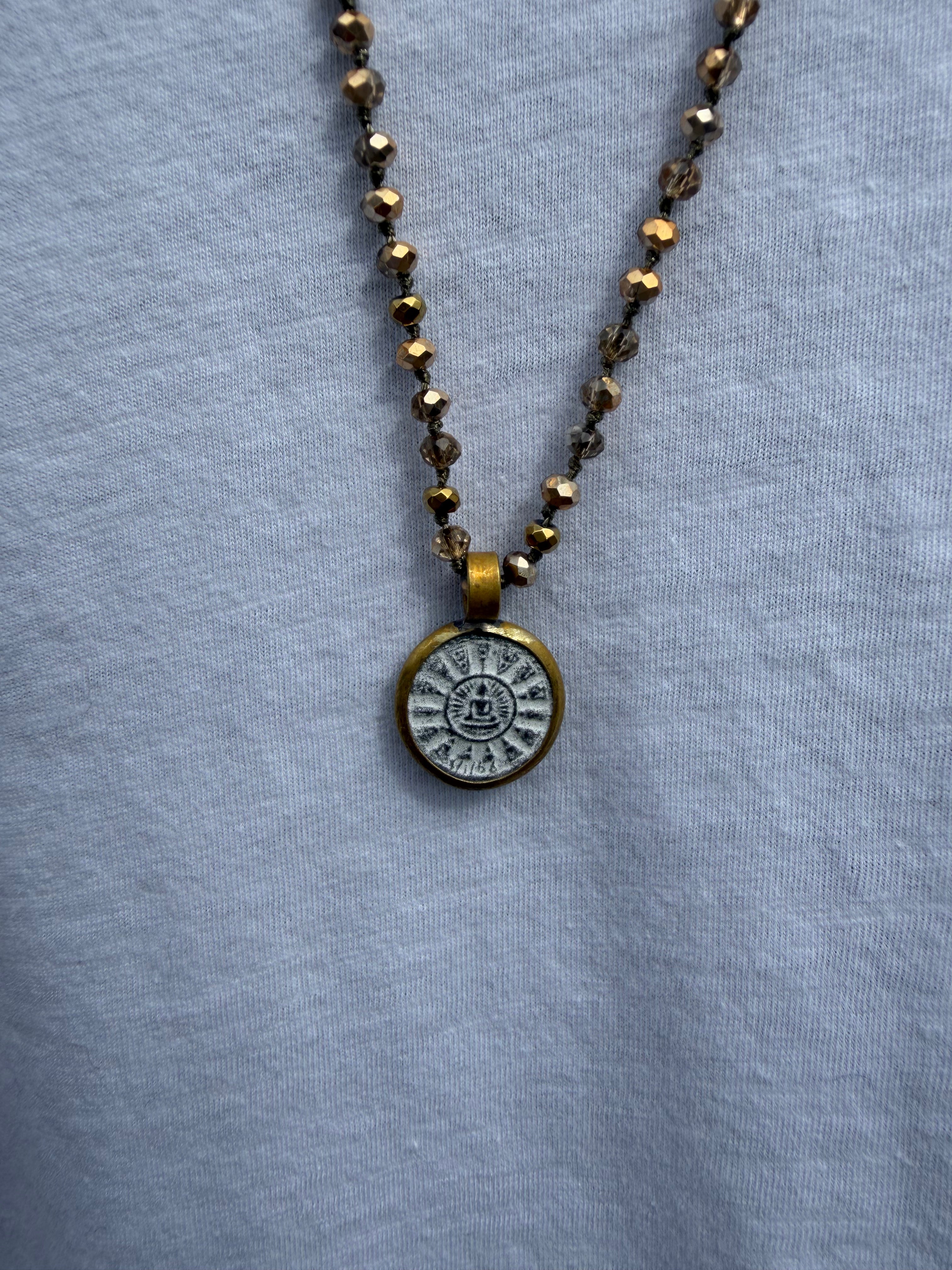 BOHO KETTING BUDDHA 10 4MM CRYSTAL GOLD