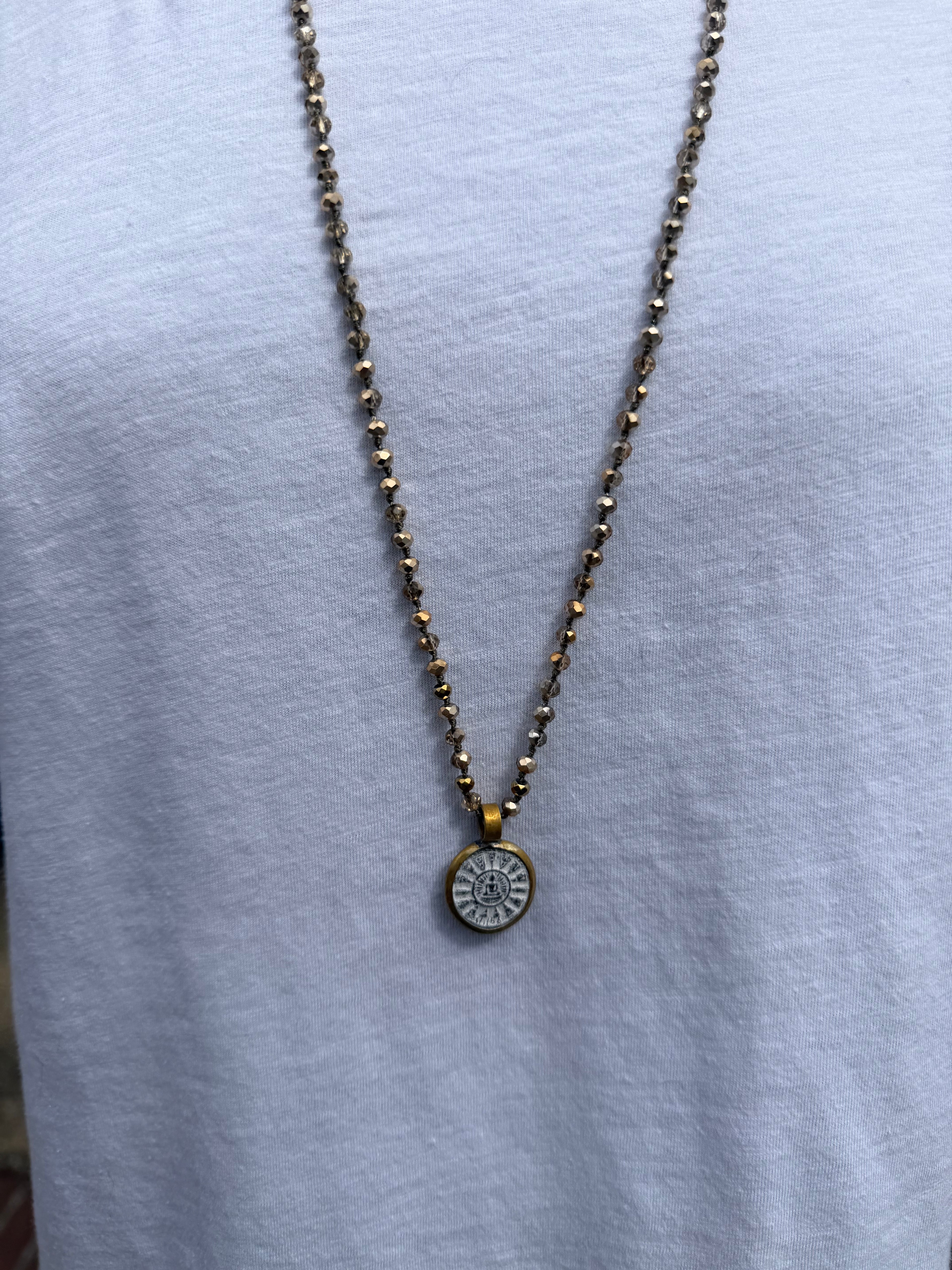 BOHO KETTING BUDDHA 10 4MM CRYSTAL GOLD