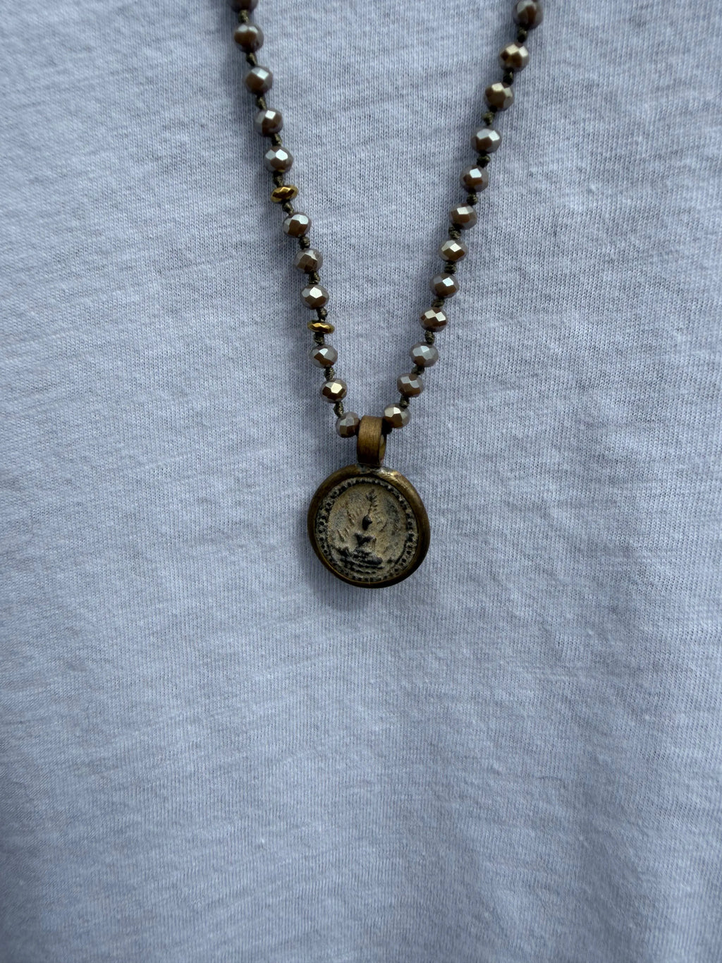 BOHO KETTING BUDDHA 20 4 MM CRYSTAL MUD GOLD Classic Beauty & Fashion