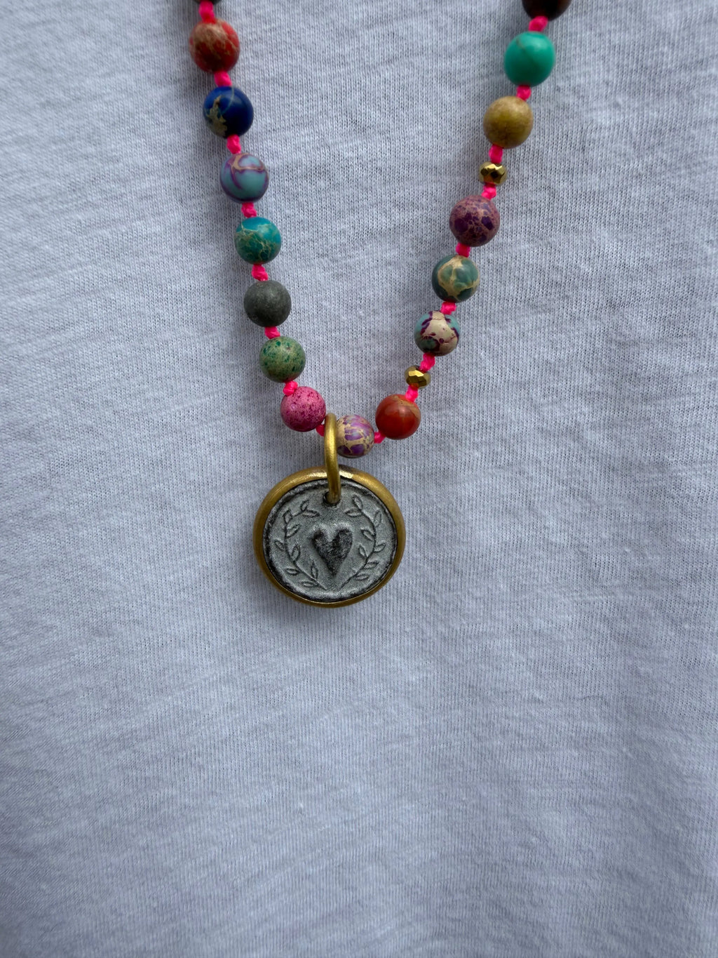 BOHO KETTING HEART 6 MM MIX JASPER Classic Beauty & Fashion