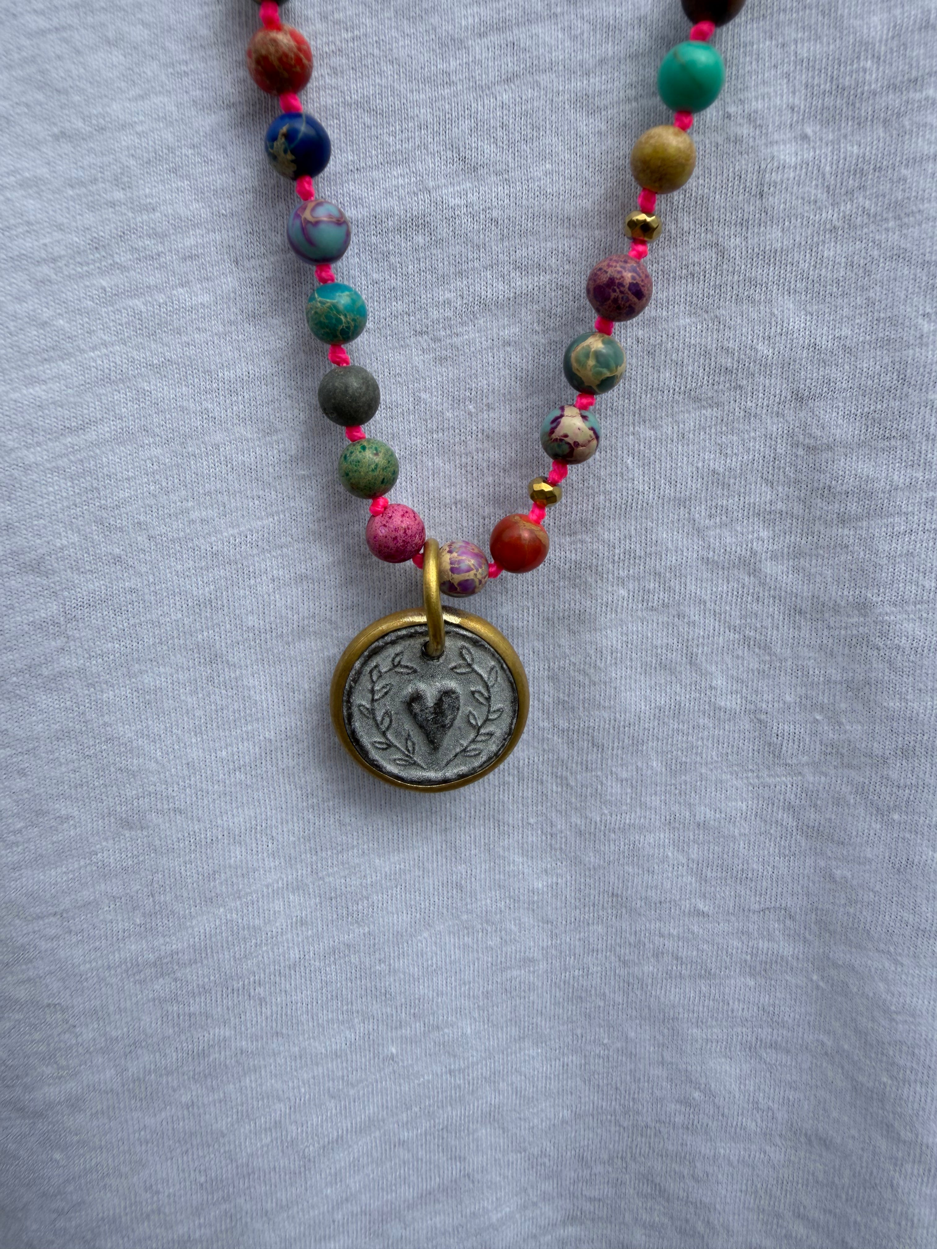 BOHO KETTING HEART 6 MM MIX JASPER Classic Beauty & Fashion