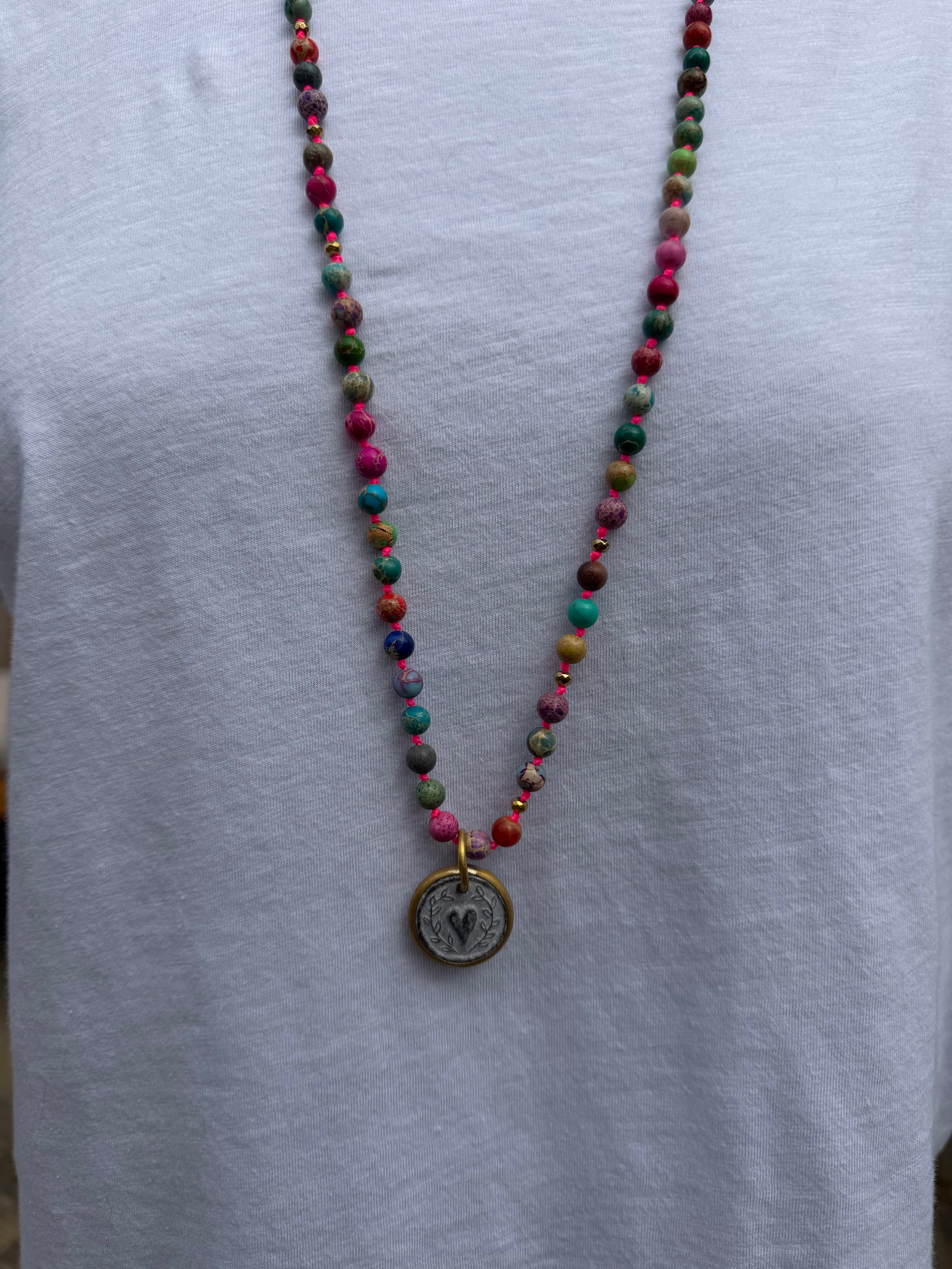 BOHO KETTING HEART 6 MM MIX JASPER Classic Beauty & Fashion